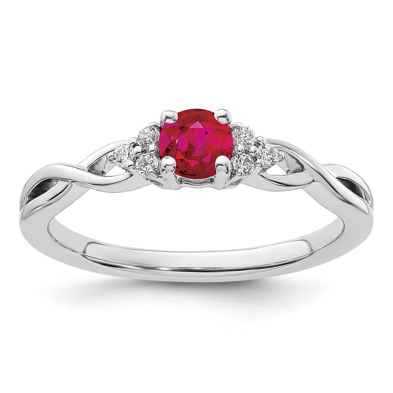Ruby & Diamond Promise Ring in 10k White Gold image number null