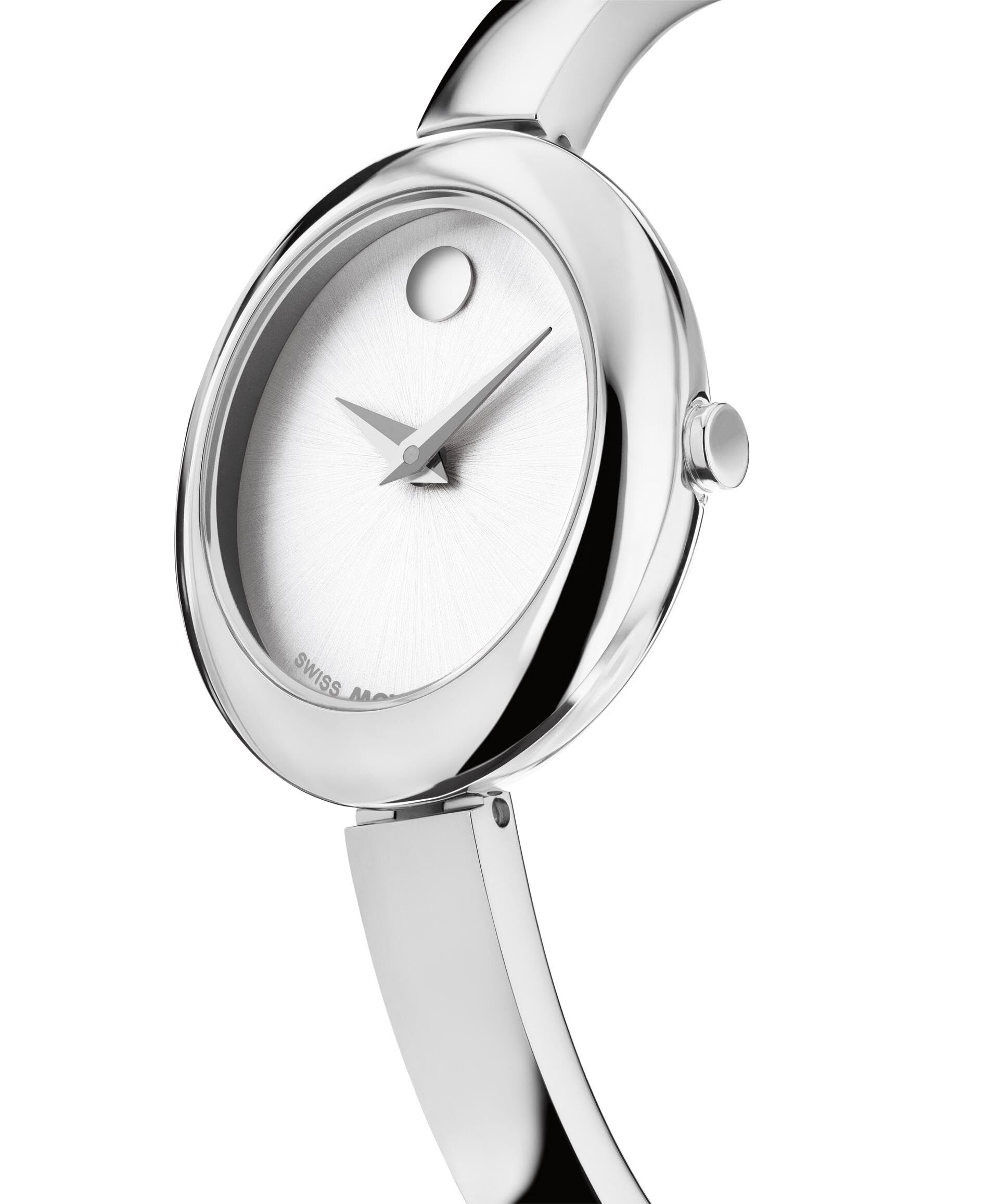 Movado Museum Bangle Oval Silver White Dial Watch 0608070