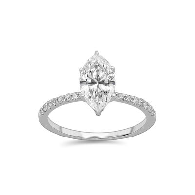 Marquise-Cut Lab Grown 1 1/4ctw. Diamond Classic Engagement Ring in 14k White Gold