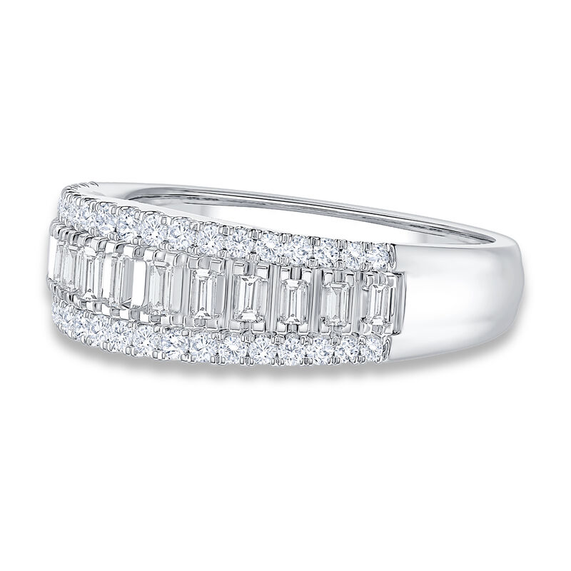 Diamond 1/2ctw. Baguette & 14k White Gold Anniversary Ring image number null