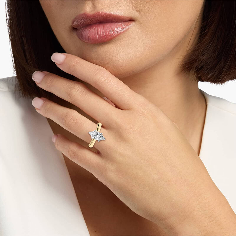 Marquise Lab Grown Diamond 2ctw. Cathedral Solitaire Engagement Ring in 14k Yellow Gold image number null