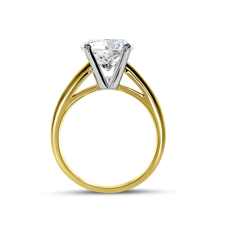 Blossom Cut Round Lab Grown 3ct. Diamond DEF VS Certified Solitaire Engagement Ring in 14k Yellow Gold image number null