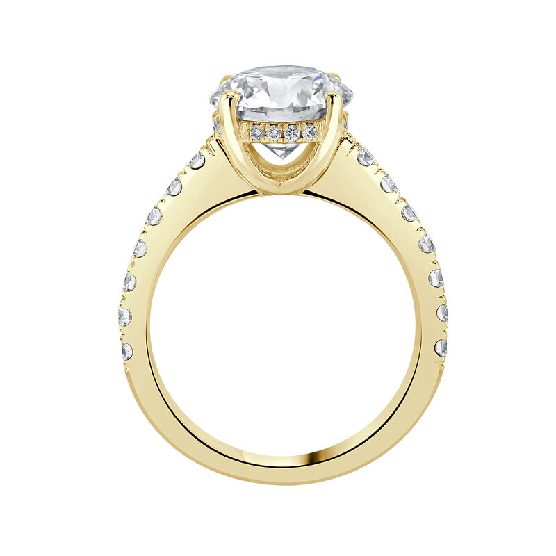 Brilliant-Cut Lab Grown 3 5/8 Diamond Hidden Halo Classic Cathedral Engagement Ring in 14k Yellow Gold image number null