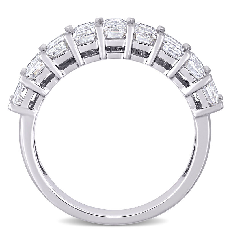 Created Moissanite 9 Stone Emerald Cut Ring in 10k White Gold image number null