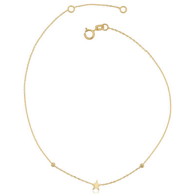 Star Anklet in 14k Yellow Gold