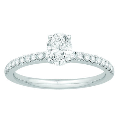 Oval 5/8ctw. Diamond Classic Engagement Ring in 14k White Gold