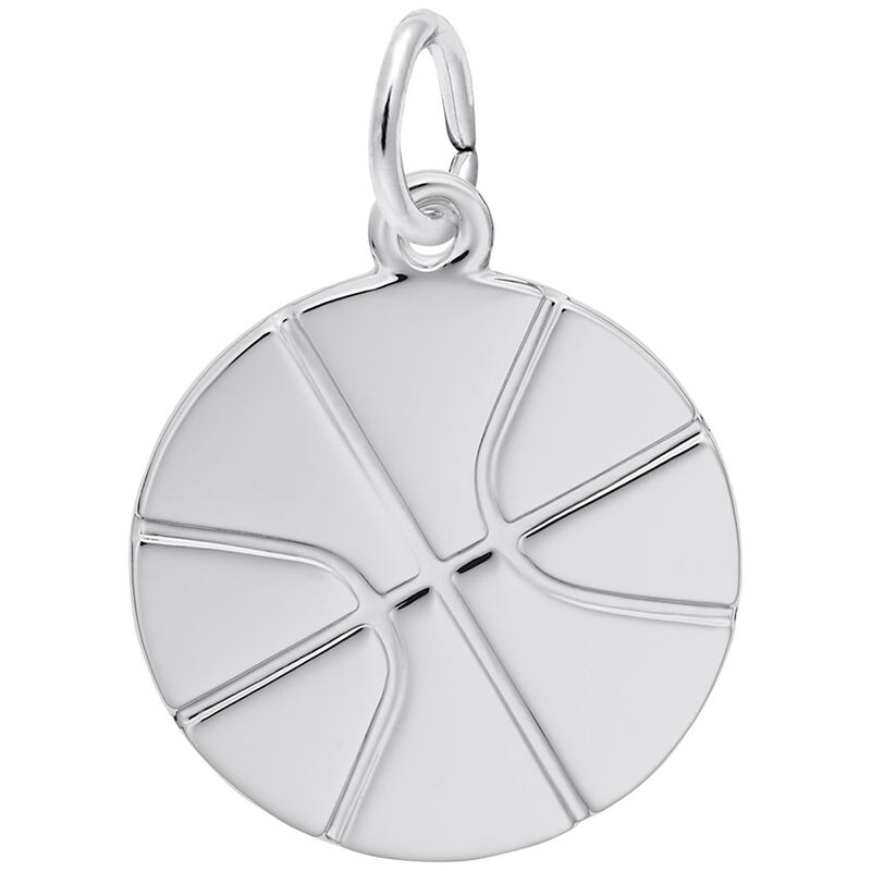 Basketball Charm in 14K White Gold image number null