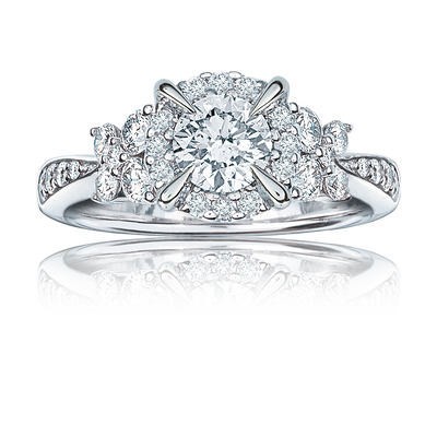 Quinn. Round Diamond Halo 1 1/2ctw. "Butterfly" Diamond Engagement Ring 14k White Gold