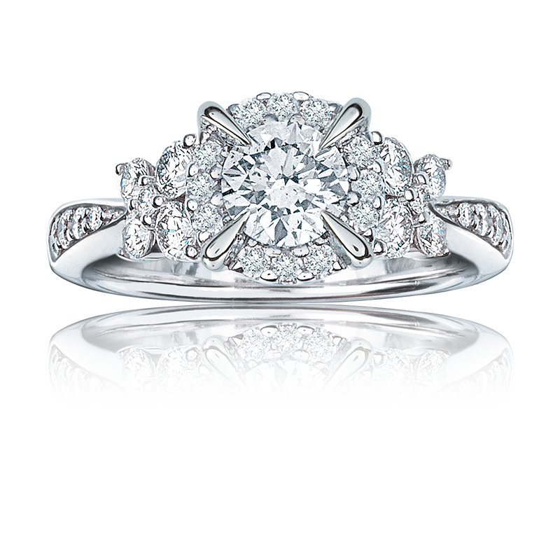 Quinn. Round Diamond Halo 1½ctw. "Butterfly" Diamond Engagement Ring 14k White Gold image number null