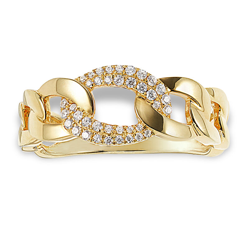 Diamond Open Linked Right-Hand Ring in 14k Yellow Gold image number null