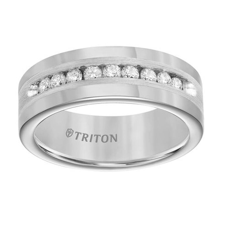 Triton Men's 1/2ctw. Diamond Steel Tungsten Carbide Band image number null