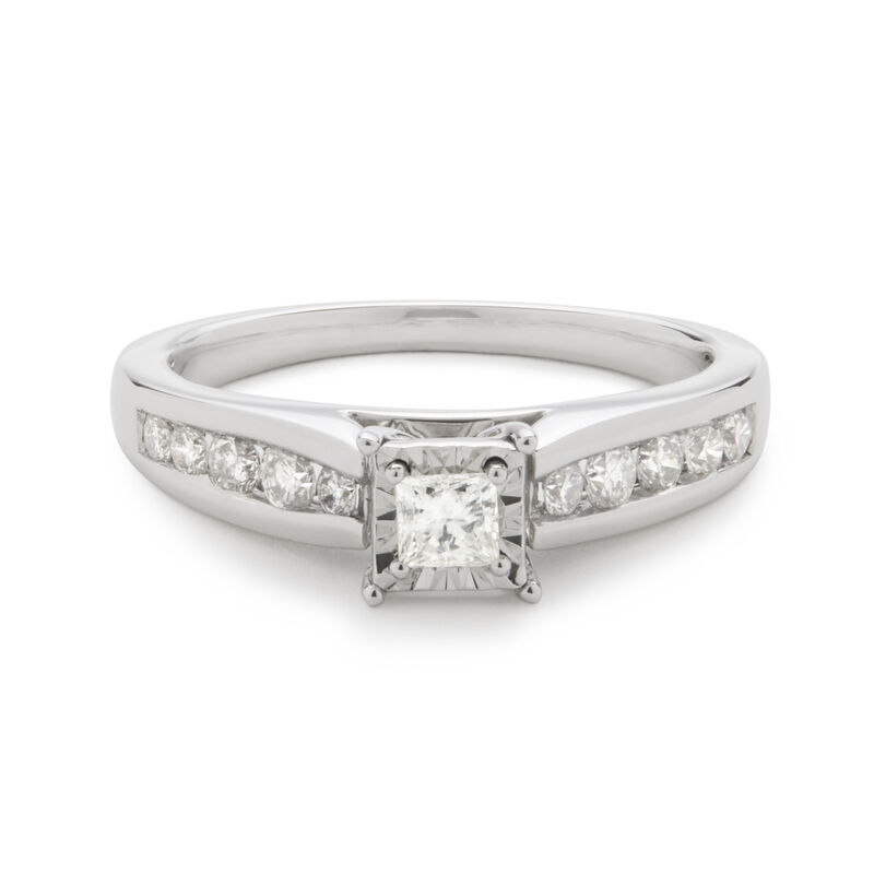 Princess-Cut .5ctw. Diamond Channel-Set Engagement Ring in 10k White Gold image number null