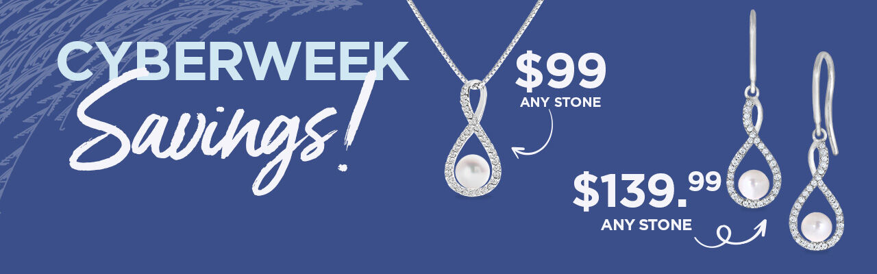 Cyberweek Deal: Infinity Drop Pendant $99 Infinity Earrings $139