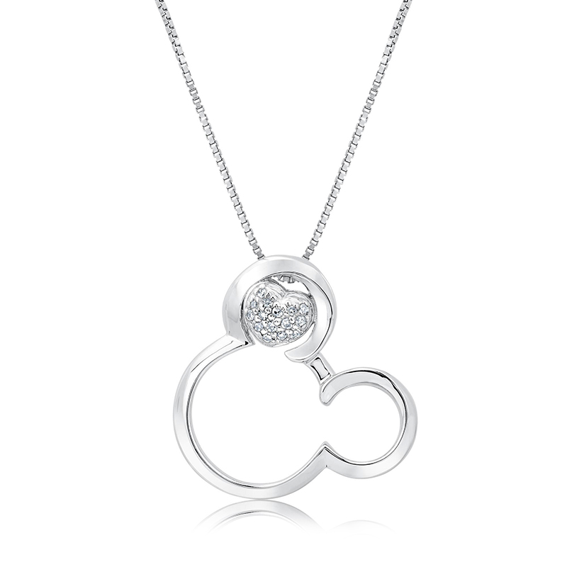 JCM Disney 925 Sterling Silver CZ Necklace Mickey Mouse Icon NIB Jacmel  Jewelry | eBay