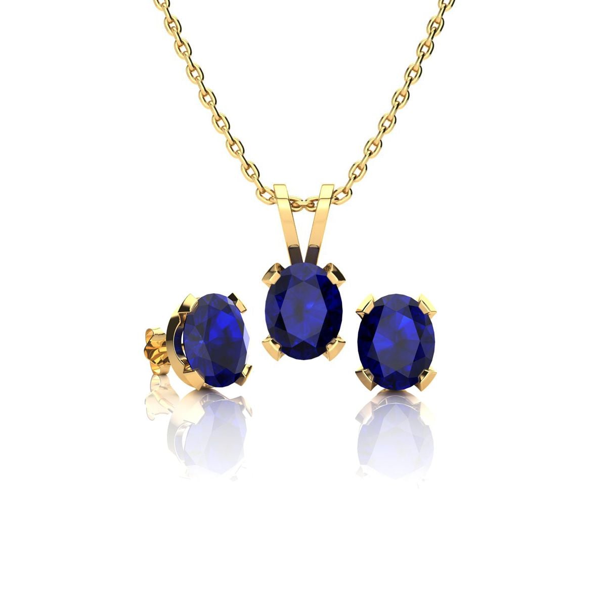 Oval-Cut Sapphire Necklace & Earring Jewelry Set in 14k Oval-Cut Sapphire Necklace & Earring Jewelry Set in 14k