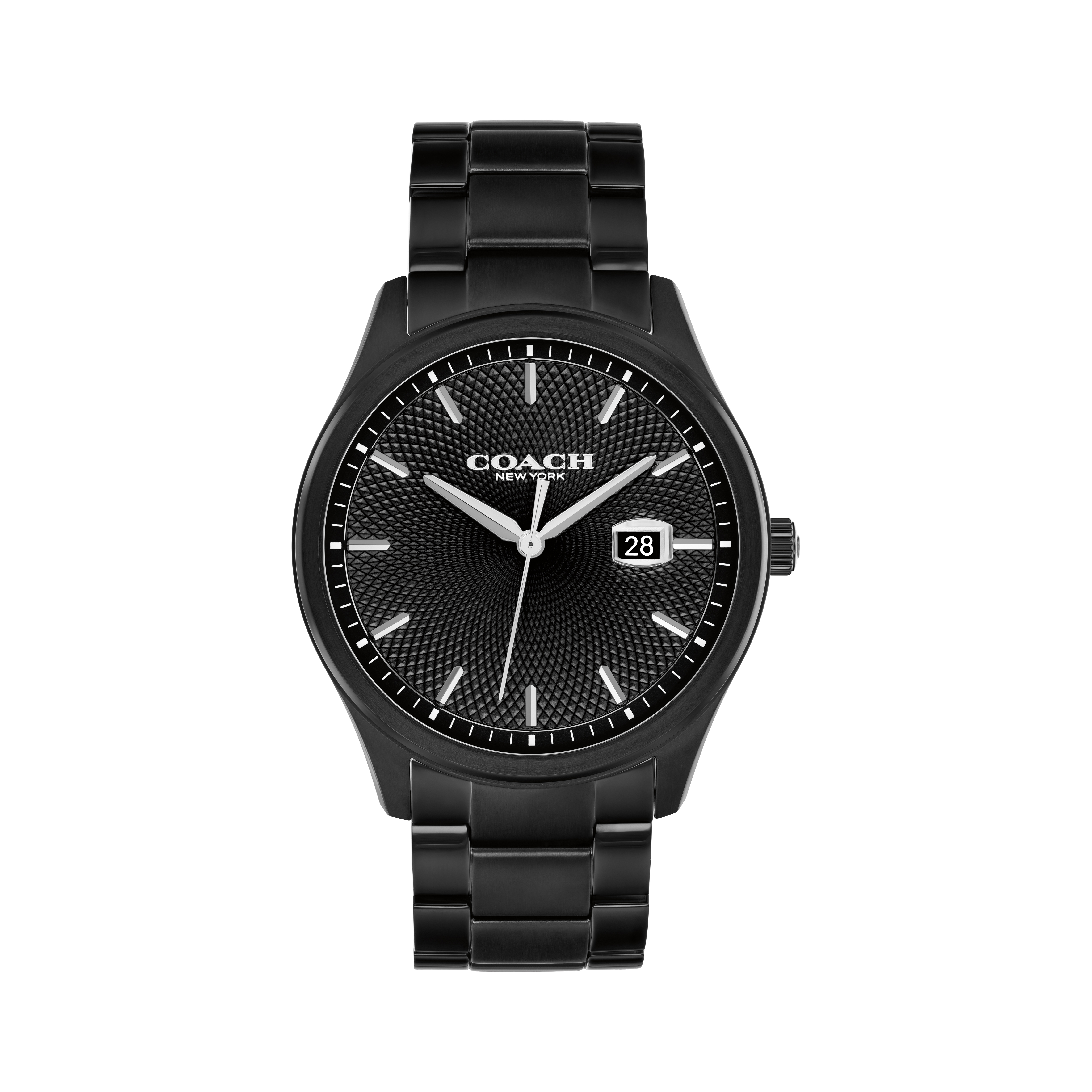 Coach Men's Oliver Black Textured Dial Black IP Stainless Steel