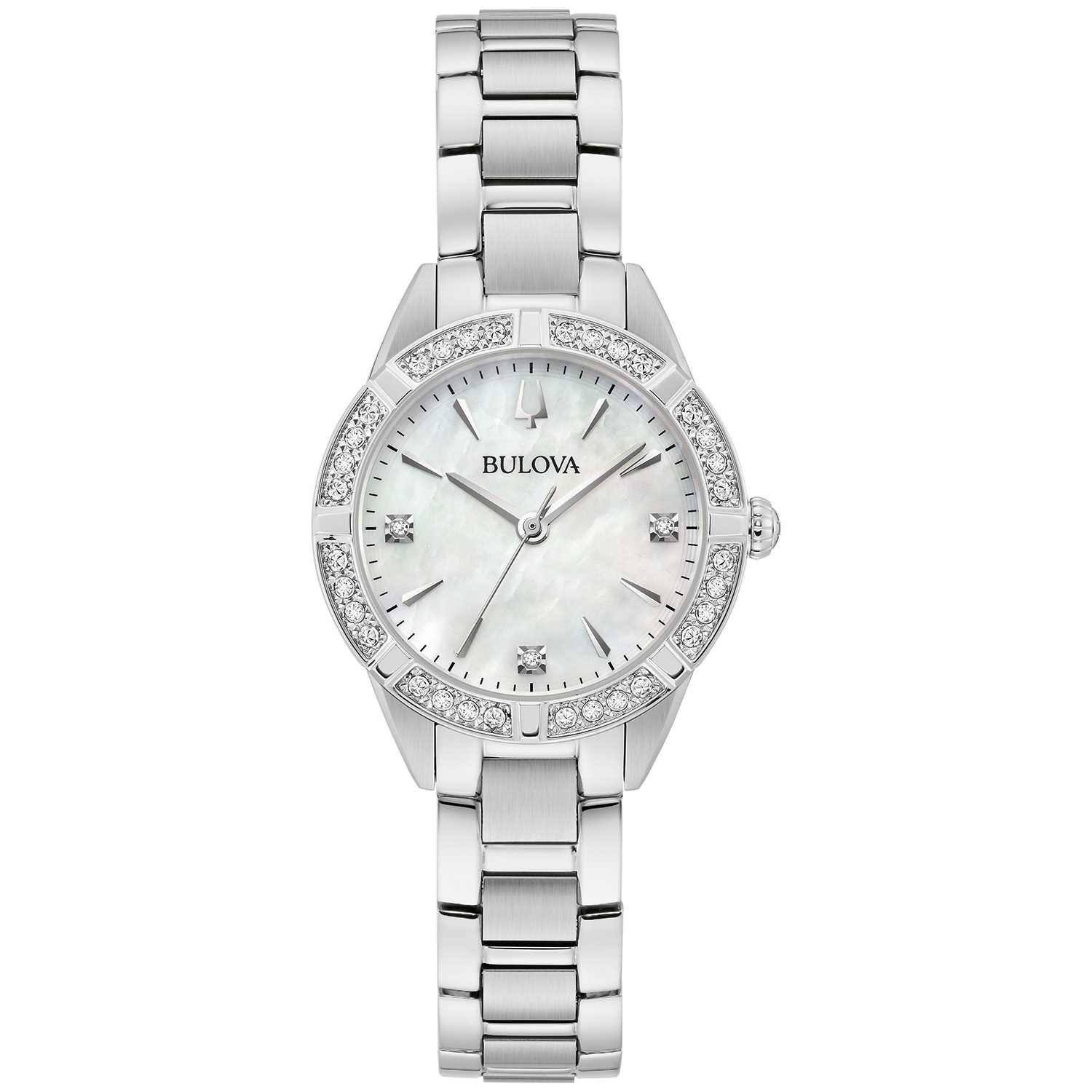 Bulova ladies large watch with diamonds around face womans-bulova-watch-with-12-  main image 3