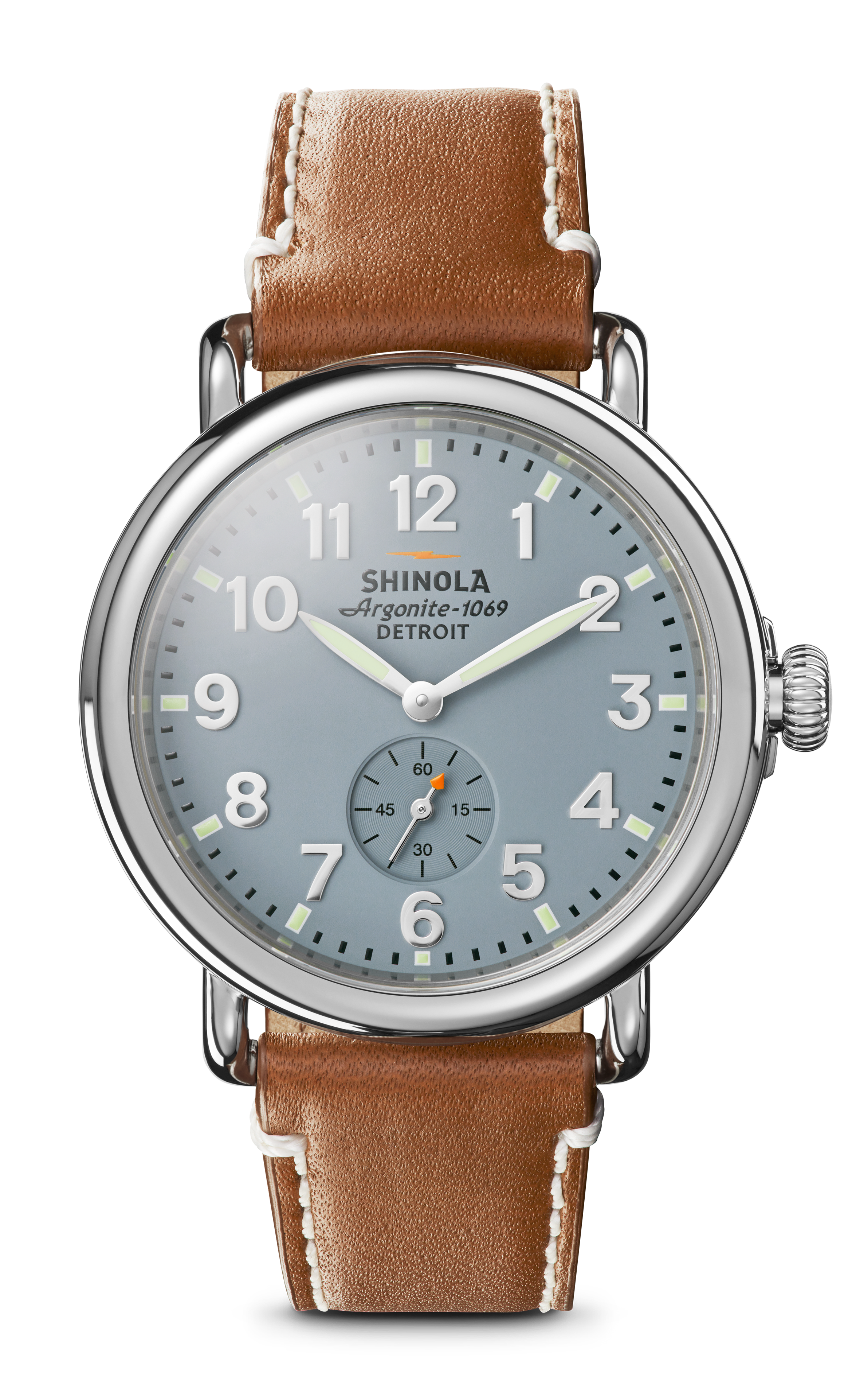 Shinola Men's Runwell Slate Stainless Steel Blue Dial Tan Leather