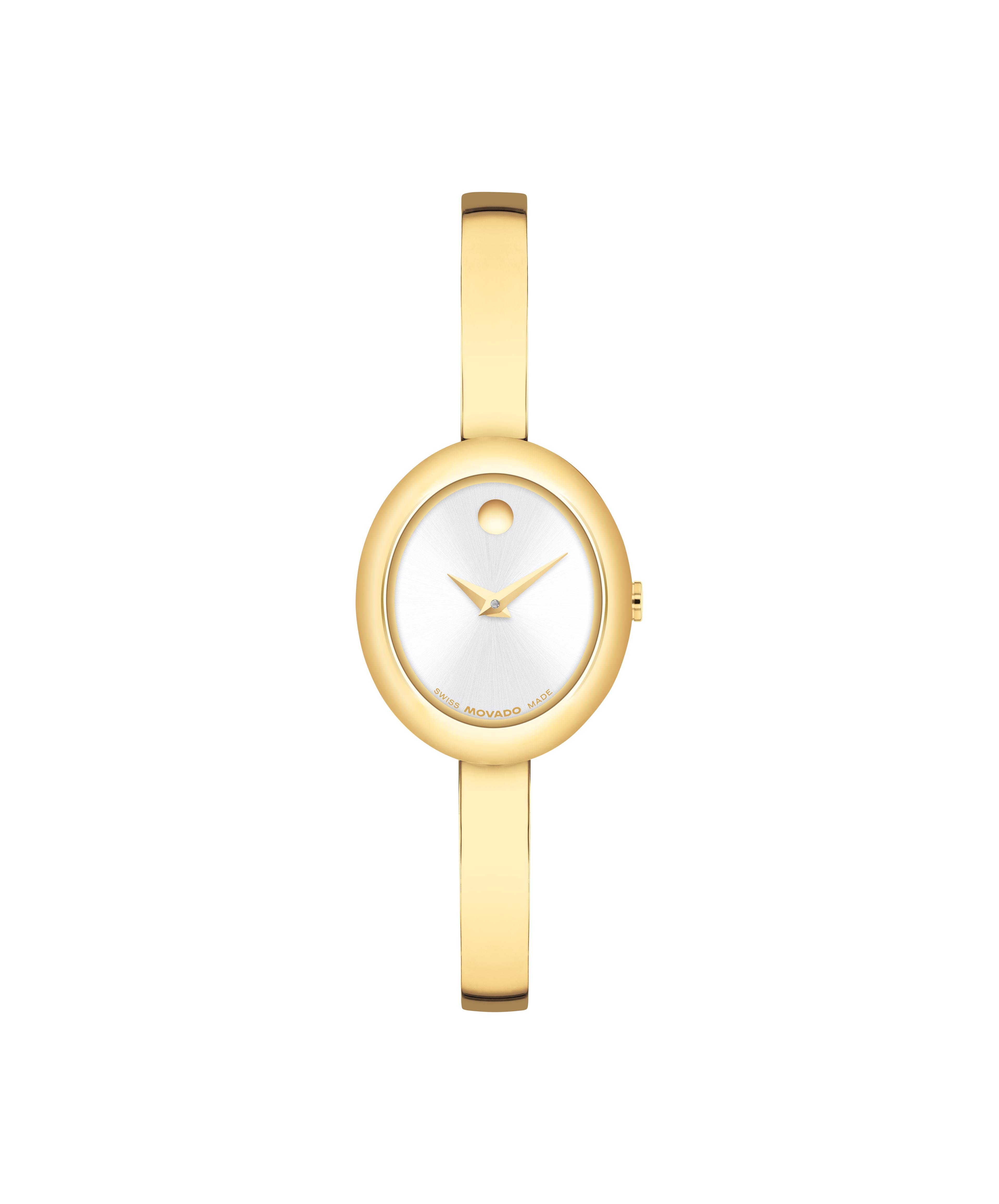 Movado Ladies' Museum Bangle Oval Dial Yellow Gold-Tone Stainless