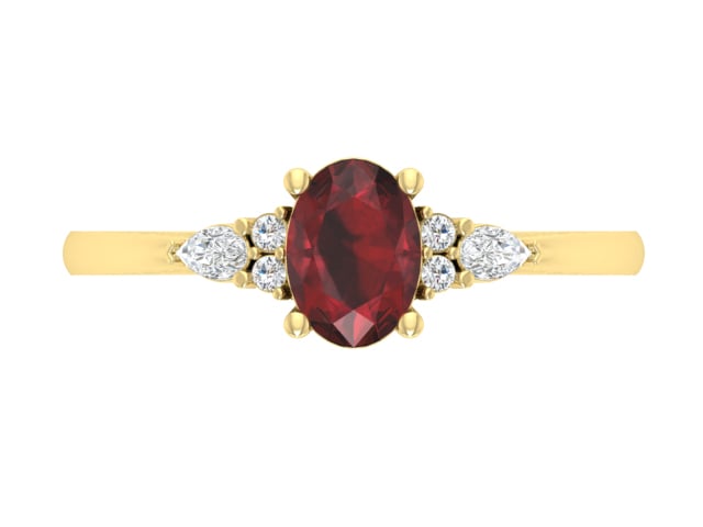 1.45 Carat Diamond & Garnet Ring In 10K Yellow Gold – Natural Gemstone Jewelry