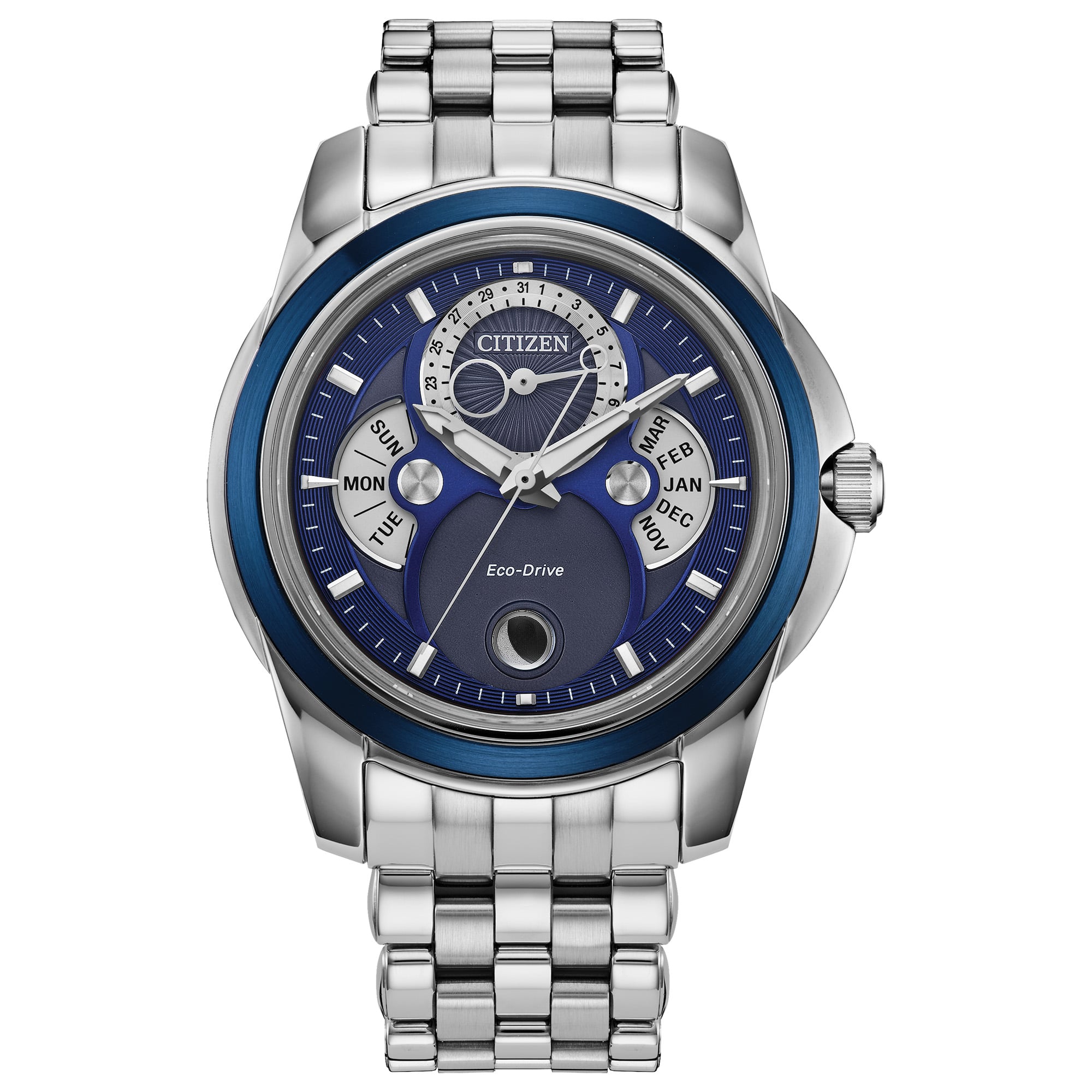 Citizen Men's Calendrier Blue Dial Stainless Steel Bracelet 42mm