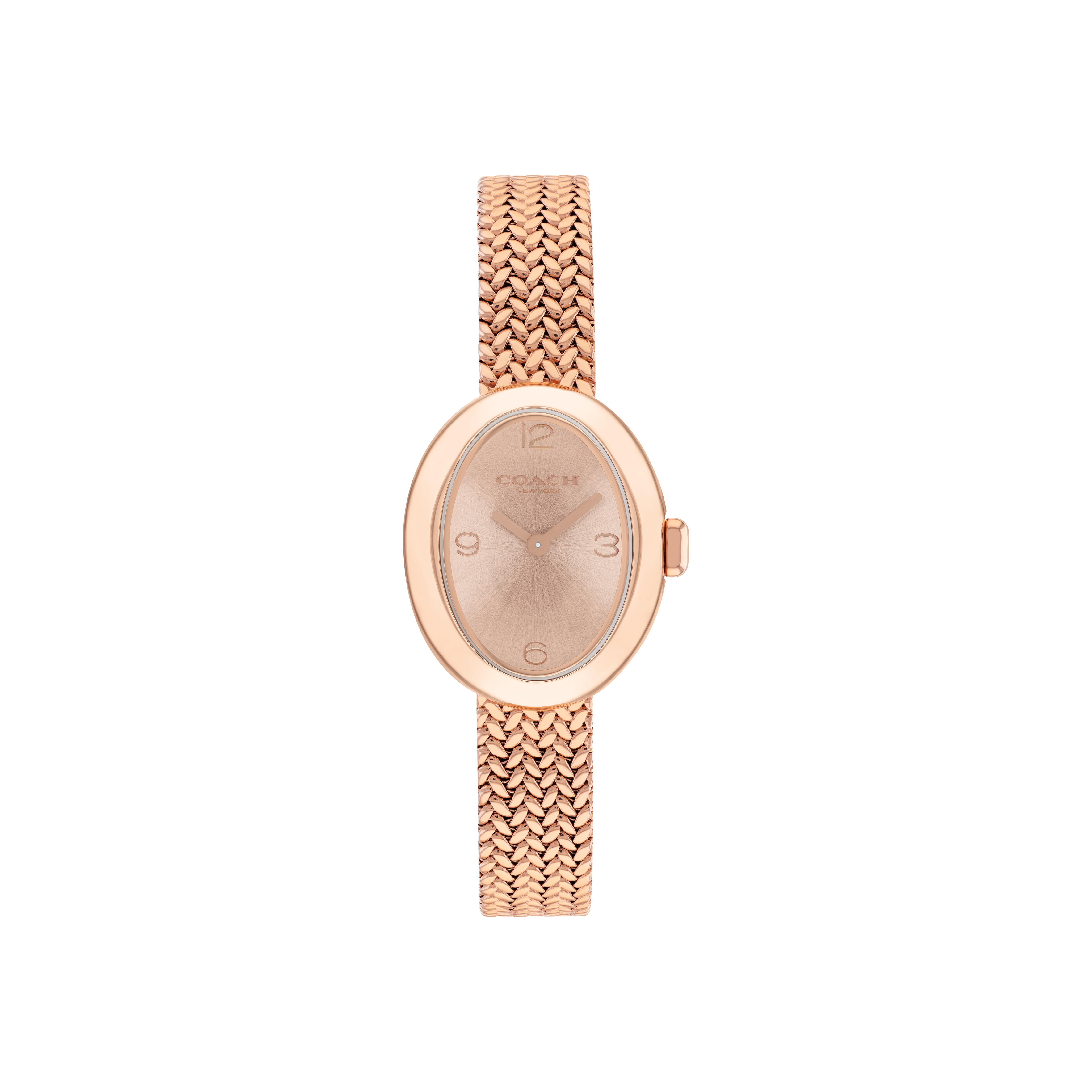 Coach Dark Silver-Tone Mesh Watch with Rose Gold Accent Circles Designed with a modern minimalist sensibility, this two-tone  main image 2