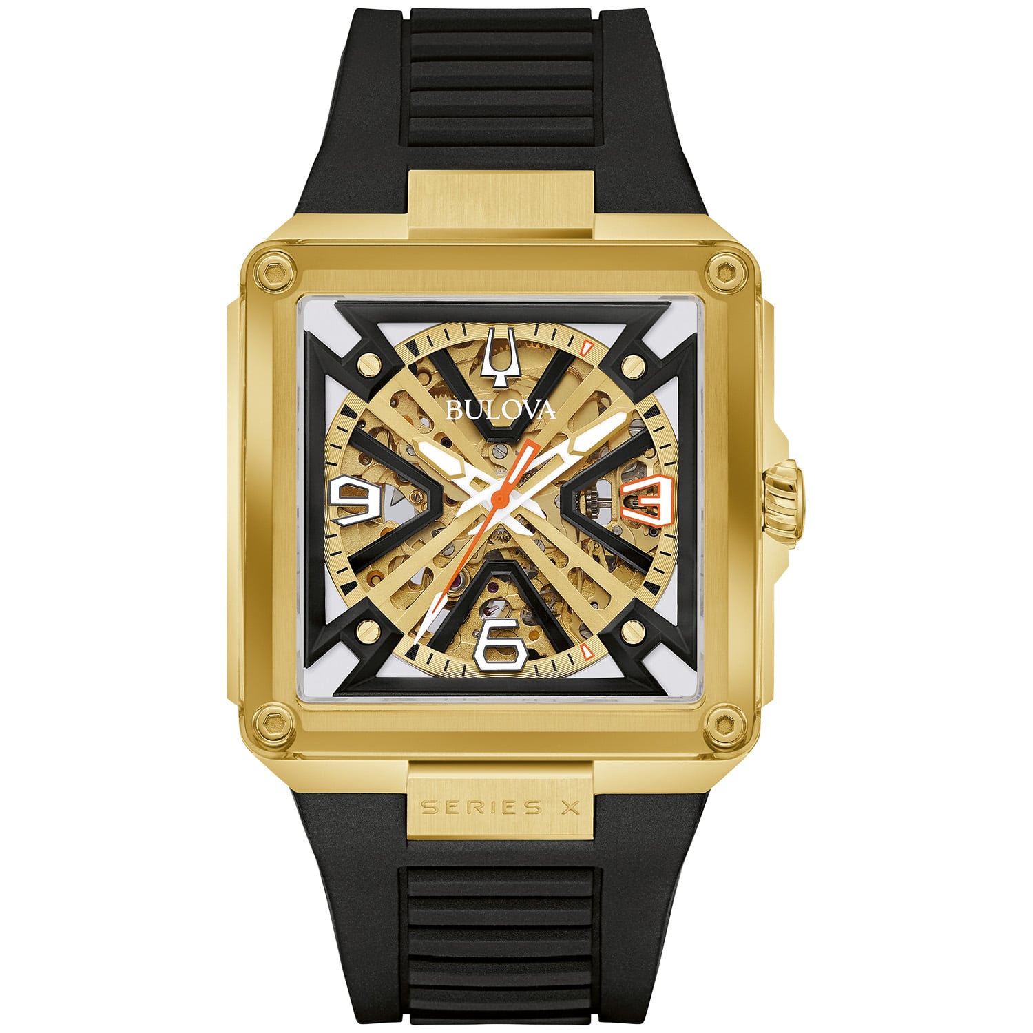 スワロフスキー☆アラビアンスタリオン Bulova Men's Marc Anthony Series X Gold-Tone Skeleton Dial Black