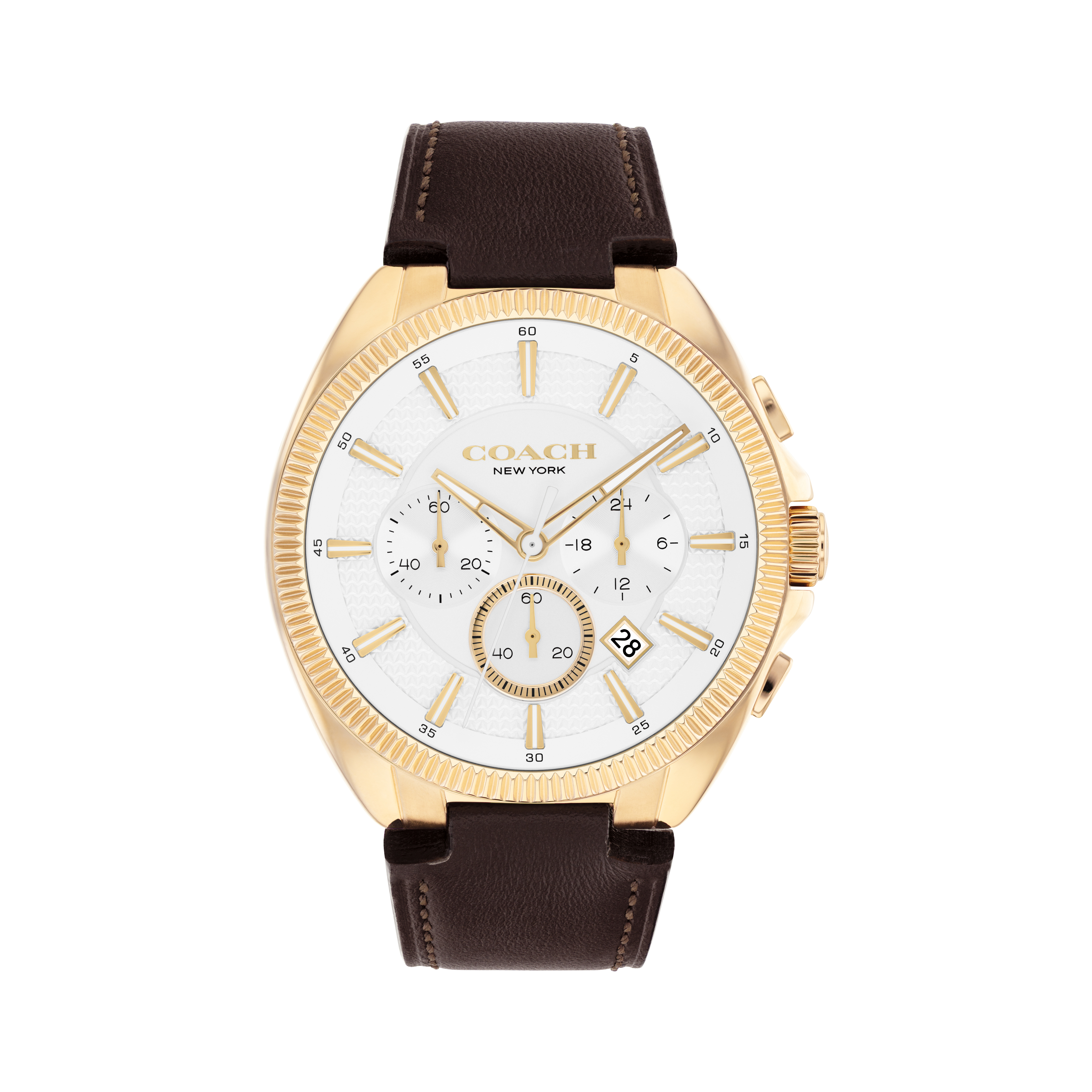 Coach Men's Jackson Chronograph White Dial Gold Tone Stainless