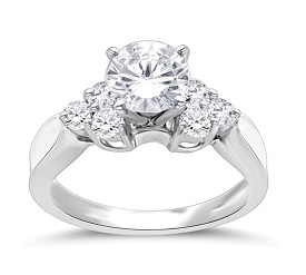 Brilliant-Cut Lab Grown 1 1/2ctw. Diamond with Trilogy Diamond Accents Engagement Ring in 14k White Gold