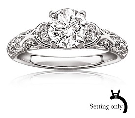 Peyton. ArtCarved Vintage Inspired Semi-Mount 14k White Gold