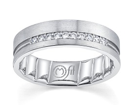 Men's MFIT Diamond 1/7ctw. Comfort Fit Band in 10k White Gold