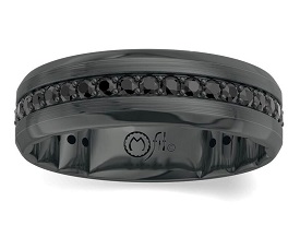 B Goodman Men's 1ctw. Diamond Band in 14k White Gold with Black Rhodium