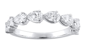 Pear-Shaped Lab Grown 1 1/2ctw. Diamond Horizontal Anniversary Band in 14k White Gold