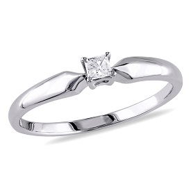 Princess-Cut 1/10ct Solitaire Engagement Ring in Sterling Silver