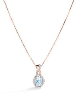 JK Crown® Oval Aquamarine & Diamond Halo Twist Pendant