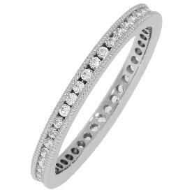 Round Milgrain Edge 1/3ctw. Eternity Band in 14K White Gold 