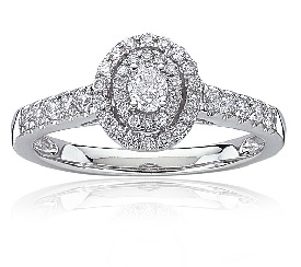 Naomi Diamond 1/2ctw. Oval Double Halo Engagement Ring in White Gold