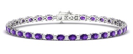 Oval Amethyst Tennis Bracelet in 10k White Gold