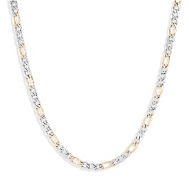 Figaro 24" Chain 7mm in White & Yellow Stainless Steel