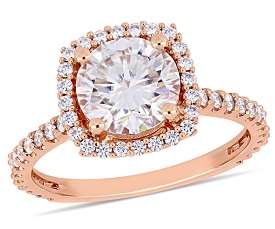 Moissanite Halo Engagement Ring in 10k Rose Gold