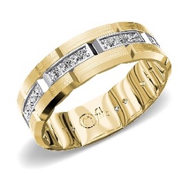 Men's MFIT 1/2ctw. Diamond Wedding Band in 10k White and Yellow Gold