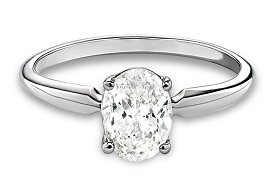 Lab-grown 1ct. Diamond oval solitaire engagement ring in 14k white gold