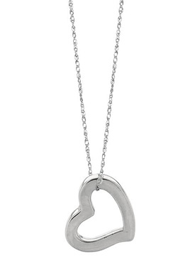 Heart Necklace 18" in 14k White Gold