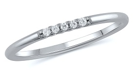 Brilliant-Cut.05ctw. Diamond 5-Stone Stackable Ring in 10k White Gold