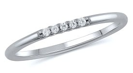 Brilliant-Cut.05ctw. Diamond 5-Stone Stackable Ring in 10k White Gold