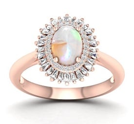 Oval Opal & Diamond Ballerina Ring in 10k Rose Gold Oval Opal & Diamond Ballerina Ring in 10k Rose Gold