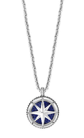 Men's Sapphire Compass Pendant in Sterling Silver