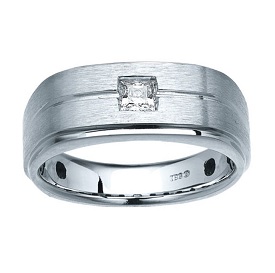 IB Goodman Men's 14k White Gold Princess Cut Diamond Solitaire Ring