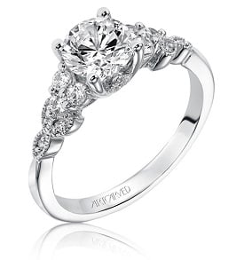 Adeline. ArtCarved Vintage Inspired Diamond Semi-Mount 14k White Gold