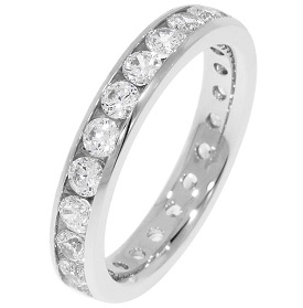Round Channel Set 1.5ctw. Eternity Band in 14K White Gold (GH, SI)